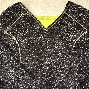 Catherines Splatter Print Activewear Top Stretch Oversized Cut Out Back